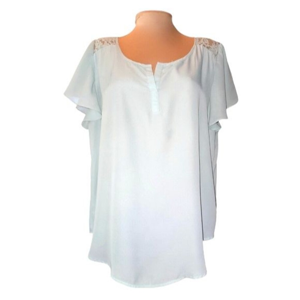 Torrid Mint‎ Green Polyester and Lace Tulip Sleeve Blouse Plus Size 1X
